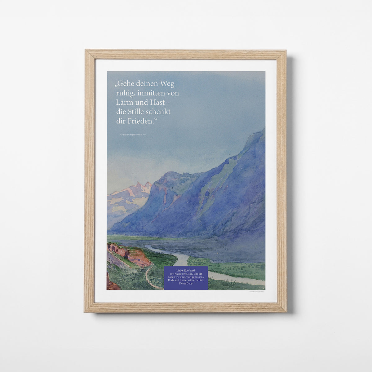 Die Stille schenkt dir Frieden – Motiv XII – Poster mit Rahmen Eiche – Segensposter 17