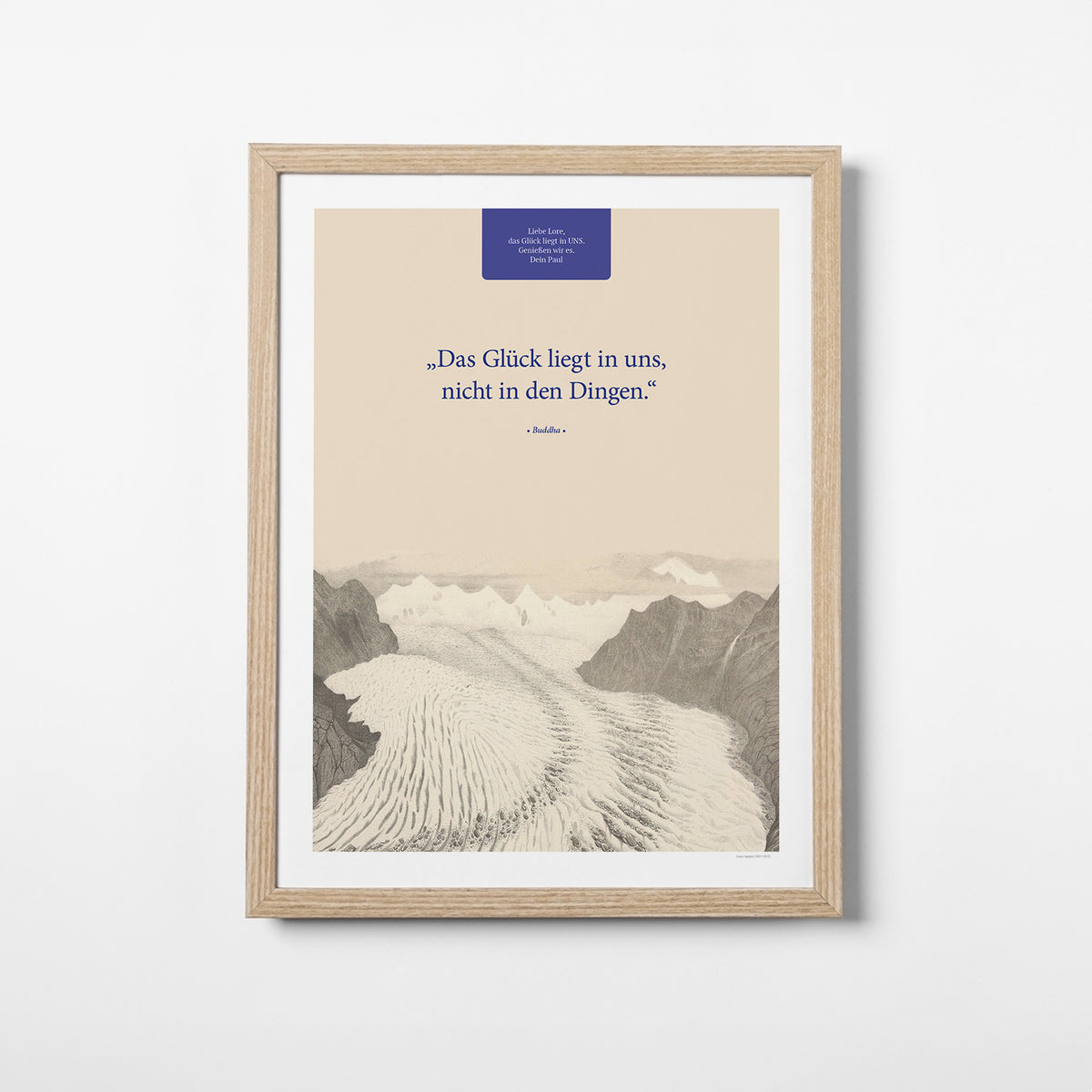 Das Glück liegt in uns – Motiv I – Poster mit Rahmen Eiche – Segensposter 32