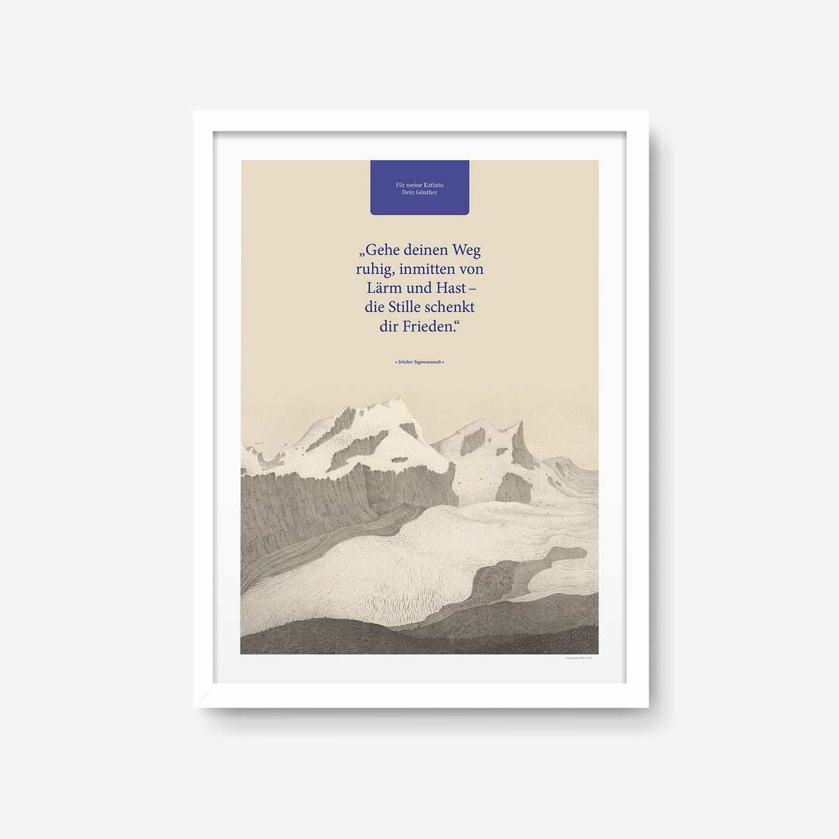 Die Stille schenkt dir Frieden – Motiv XIV – Poster mit Rahmen Weiß – Segensposter 26
