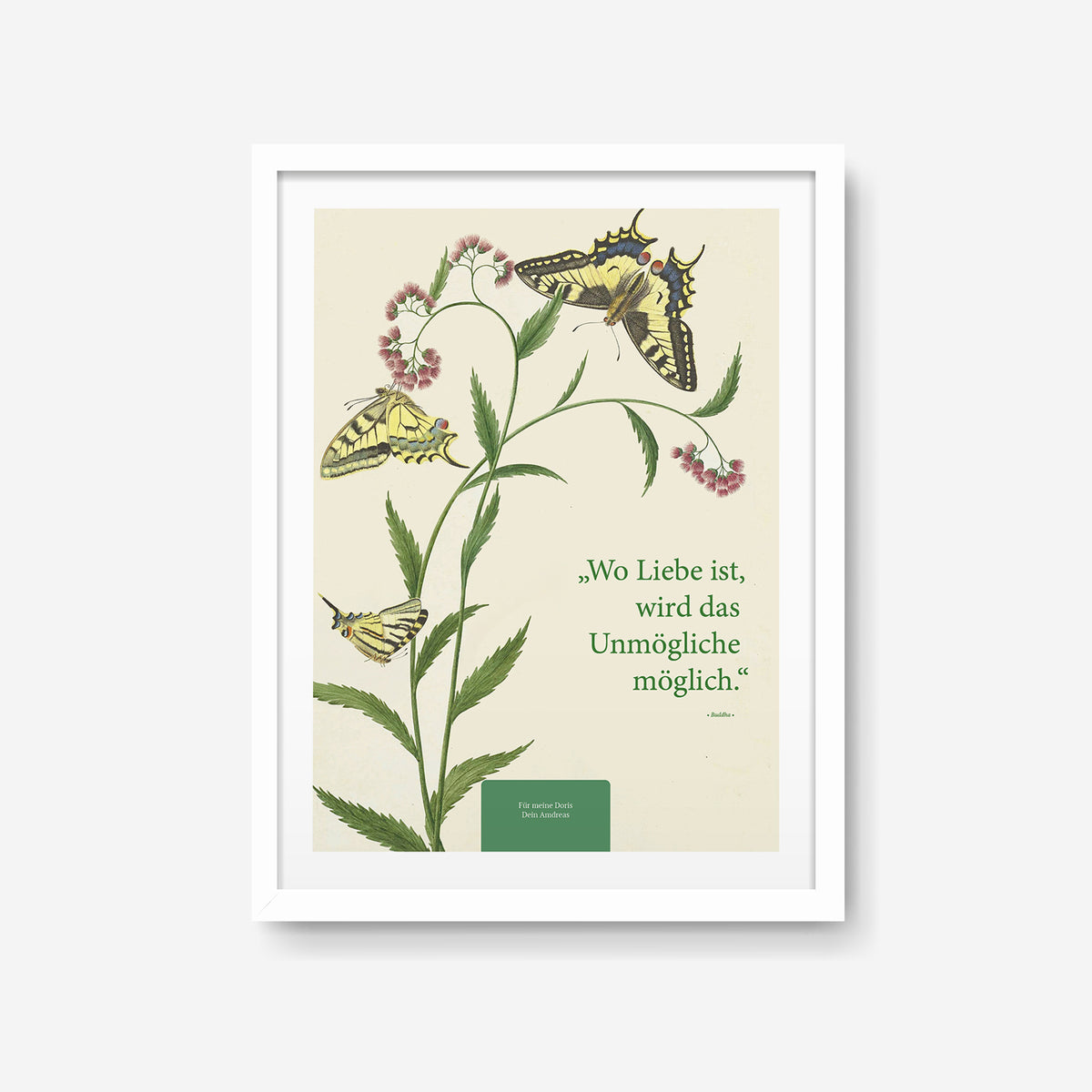 Wo Liebe ist – Motiv VI – Poster mit Rahmen Weiß – Segensposter 56