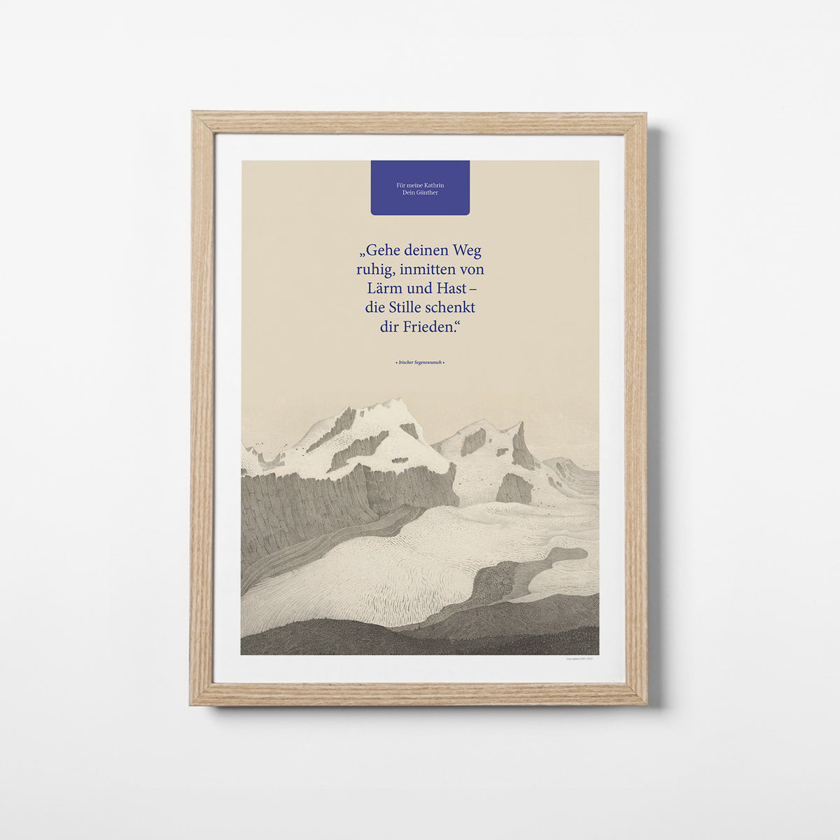 Die Stille schenkt dir Frieden – Motiv XIV – Poster mit Rahmen Eiche – Segensposter 26