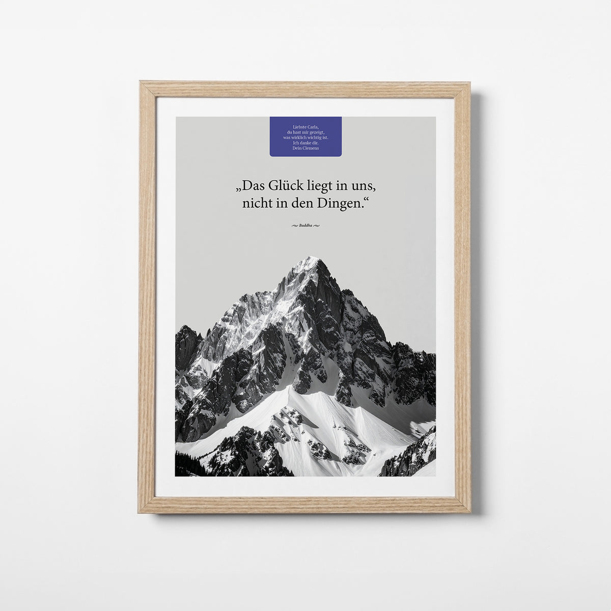 Das Glück liegt in uns – Motiv III – Poster mit Rahmen Eiche – Segensposter 74