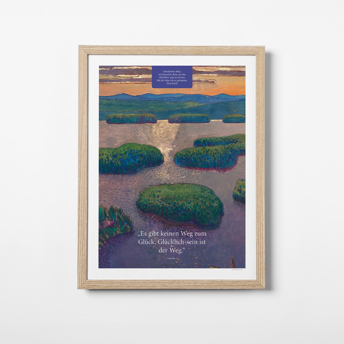 Glücklich-sein ist der Weg – Motiv II – Poster mit Rahmen Eiche – Segensposter 43