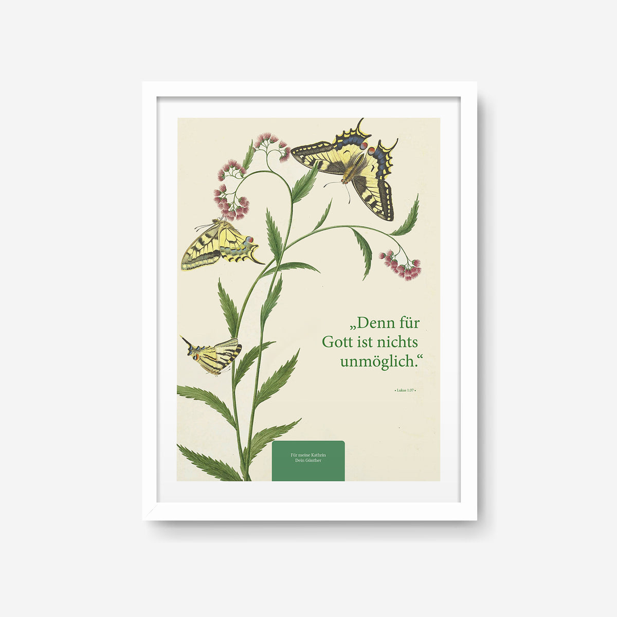 Für Gott ist nichts unmöglich – Motiv III – Poster mit Rahmen Weiß – Segensposter 54