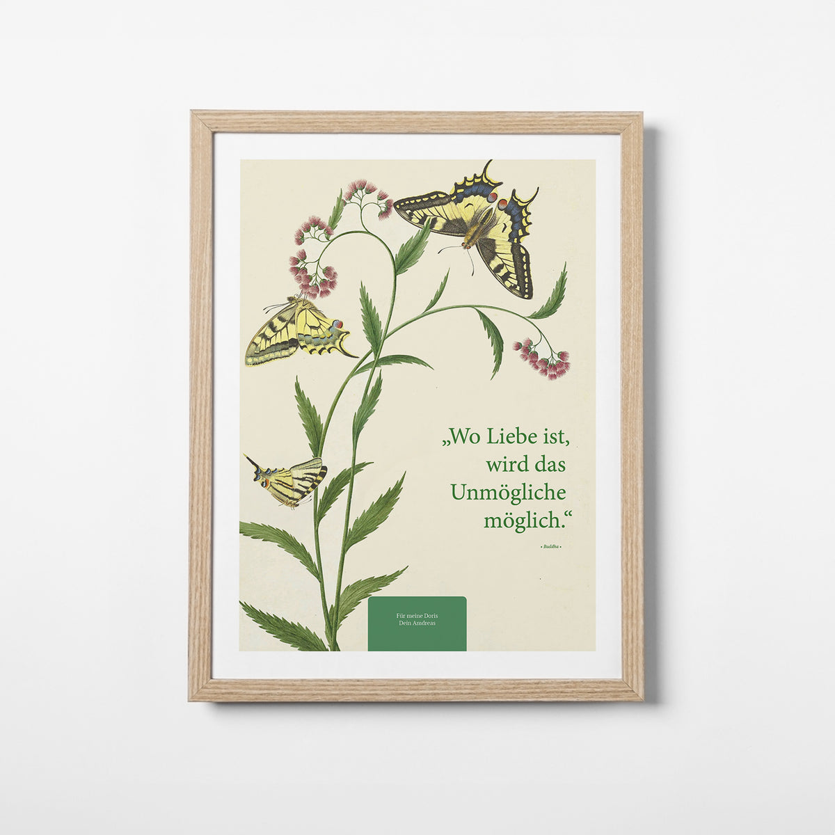 Wo Liebe ist – Motiv VI – Poster mit Rahmen Eiche – Segensposter 56