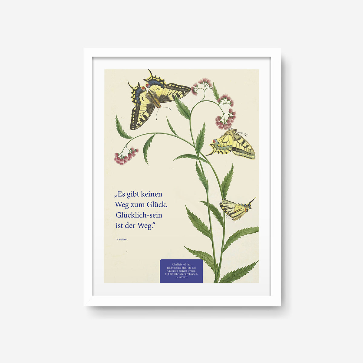 Glücklich-sein ist der Weg – Motiv III – Poster mit Rahmen Weiß – Segensposter 53