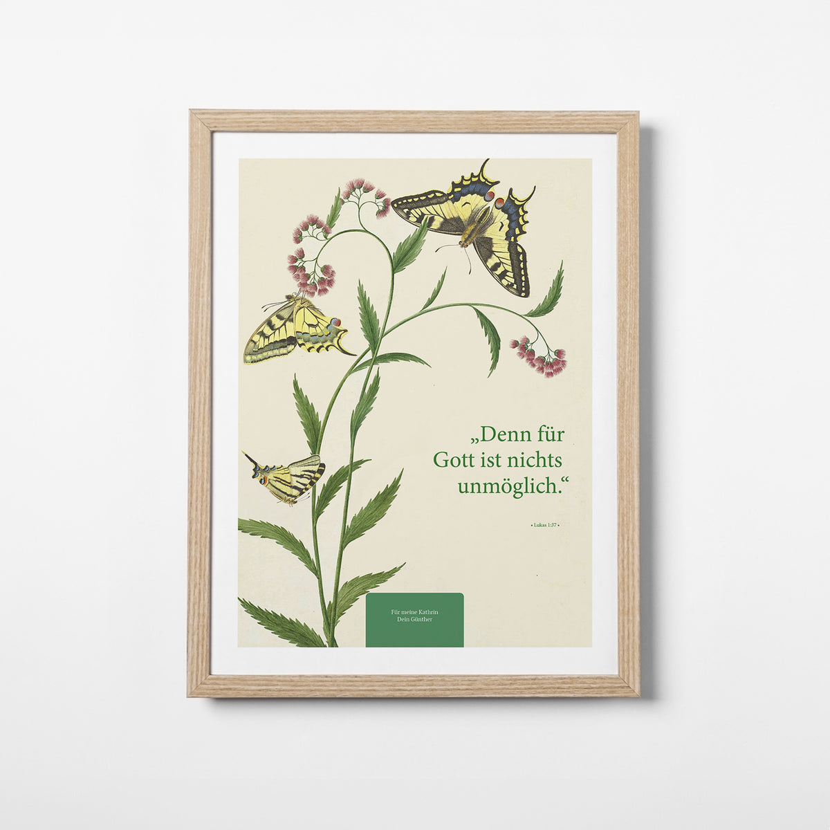 Für Gott ist nichts unmöglich – Motiv III – Poster mit Rahmen Eiche – Segensposter 54