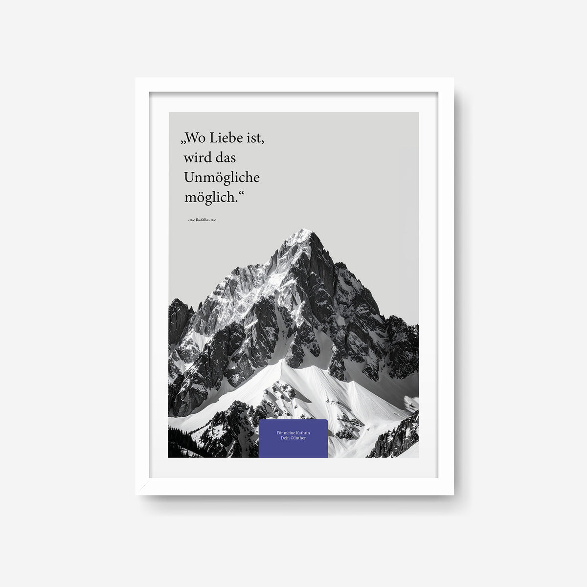 Wo Liebe ist – Motiv VIII – Poster mit Rahmen Weiß – Segensposter 70