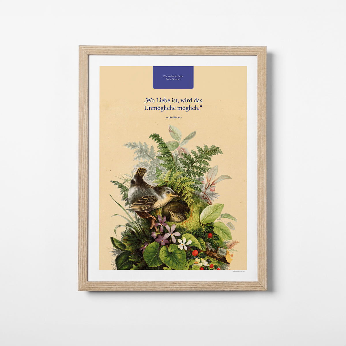 Wo Liebe ist – Motiv VII – Poster mit Rahmen Eiche – Segensposter 64